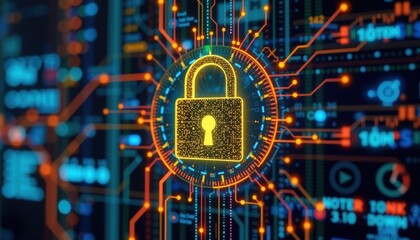 Cyber Security Encryption Action Digital Internet Background Protecting Data in a Technology Environment