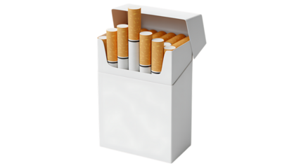 Open Pack of Cigarettes with Filter Tips Showing on Black Background smoking tobacco png Design Elements Isolated on Transparent Background