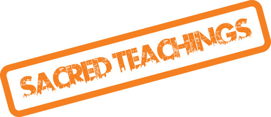 Sacred teachings concept stamp for spiritual wisdom knowledge and learning education materials