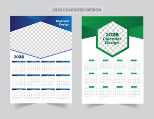 2026 Calendar Template eps