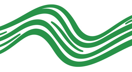 Abstract graphic design featuring flowing green lines against a white background.