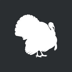White Turkey Silhouette: Farm Animal Vector on Dark Backdrop