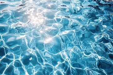 Obraz premium Bright sunlight reflecting on rippling light blue water creating dynamic patterns