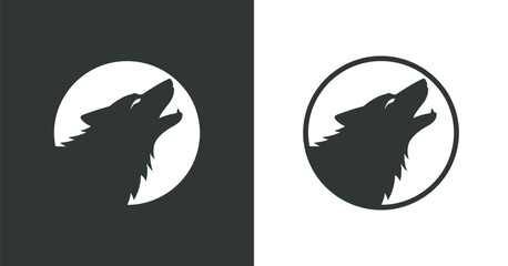 Silhouette Wolf Howling at Moon Vector Illustration © MOHAMMAD