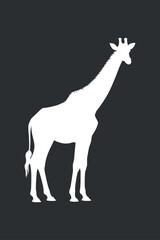 Giraffe Vector Silhouette Illustration Tall African Animal