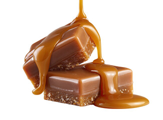 Caramel squares dripping with caramel sauce (1)