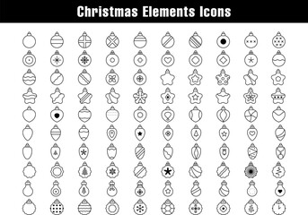 Christmas elements icons Vector illustration of a set with shiny textures and elegant design elements