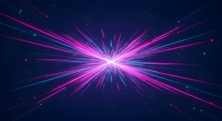 abstract light speed burst digital hyperspace explosion with blue  magenta streaks for a tech presentation background promoting innovation  creativity