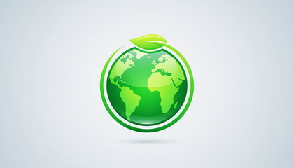 Green earth with leaf symbolizing environmental protection