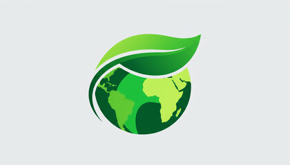 Green earth with leaf symbolizing environmental protection