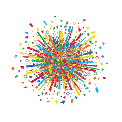 Vibrant Colorful Confetti Burst with Stars and Geometric Shapes for Celebration Background