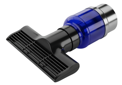Black vacuum nozzle with blue reservoir and silver ring vacuum cleaner attachment black nozzle