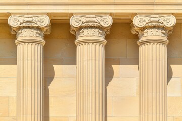Elegant Corinthian Columns Showcasing Classic Architectural Detail and Design Elements with Beautiful Shadows in Warm Light