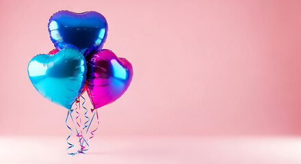 Fototapeta premium Heart-Shaped Balloons in Vibrant Blue and Pink