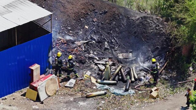 Firefighters, firefighting operations in progress