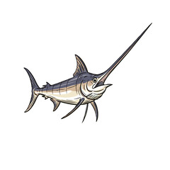 Swordfish illustration in a dynamic pose with detailed features  