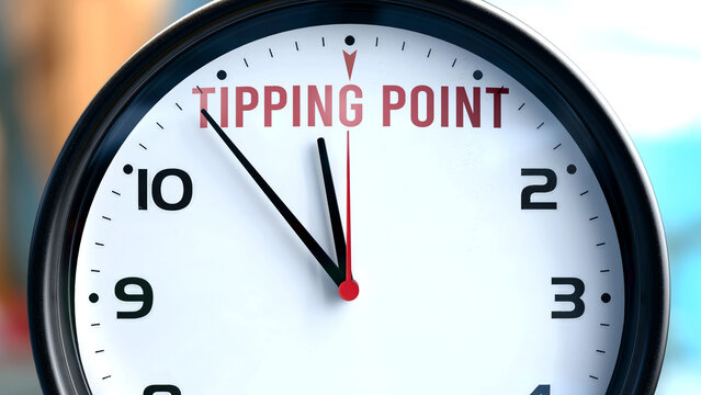 Tipping Point that is going to happen soon, it is imminent. Incoming tipping point, approaching in the near future. Tipping Point almost here. ,3d illustration