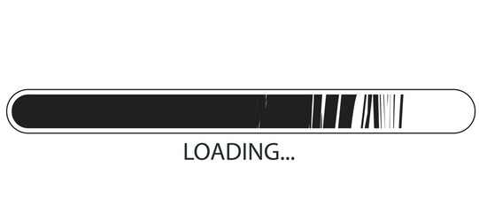 Cartoon vector illustration of a textured loading bar on panoramic transparent background. Clip artl for digital design, website interfaces, progress indicators and technology branding.