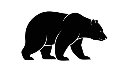Obraz premium Silhouette of a black bear walking on a white background, vector illustration.