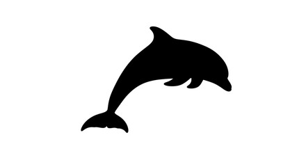 Fototapeta premium Silhouette of a dolphin jumping, isolated on a white background, marine mammal.