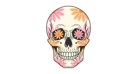 Fototapeta premium Floral sugar skull drawing, dia de los muertos, halloween day of the dead art