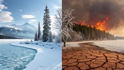 Climate Extremes: Winter Wonderland vs. Wildfire and Drought