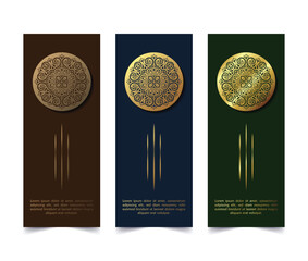 Luxury Vertical Banner Set with Golden Ornate Mandala