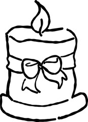 Hand Drawn Christmas Candle, Whimsical 