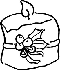 Hand Drawn Christmas Candle, Whimsical 