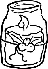 Hand Drawn Christmas Candle, Whimsical 