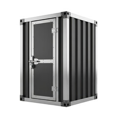 Isolated metal container with door and lock isolated illustration on transparent background