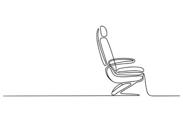 Single one line drawing Airplane seat. Air transportation Concept. Continuous line draw design. one line Icon drawing with white background