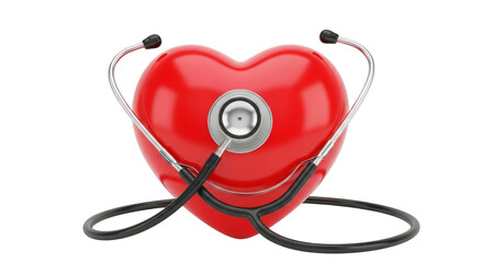 Heart health checkup with stethoscope for medical awareness on transparent background
