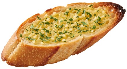 Delicious garlic bread slice isolated on transparent background