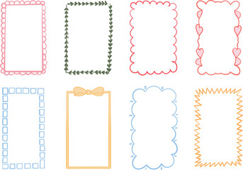 Cute Hand-Drawn Doodle Frame Set with Pastel Colours.