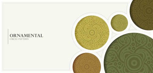 Elegant Olive Green Ornamental Circle Pattern Banner