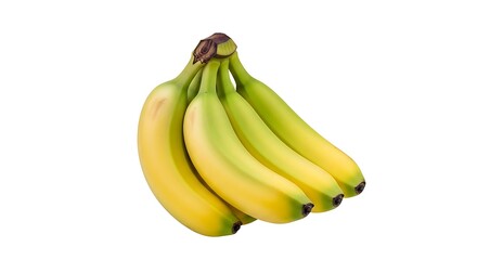 Bunch of ripe yellow green bananas isolated on transparent background