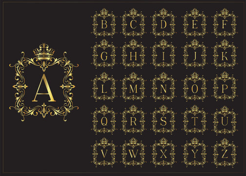 vector illustration of a set of vintage alphabet