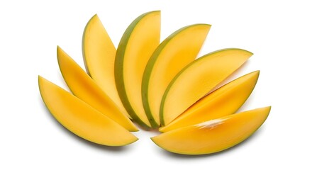 Fresh mango slices isolated on transparent background