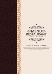 Elegant Decorative Restaurant Menu Card Design with Brown and Beige Palette