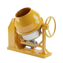 Isolated yellow cement mixer on black background isolated illustration on transparent background