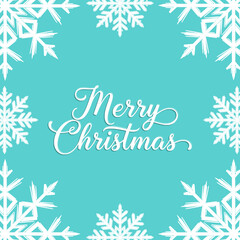 Merry Christmas Greeting Card Turquoise Background