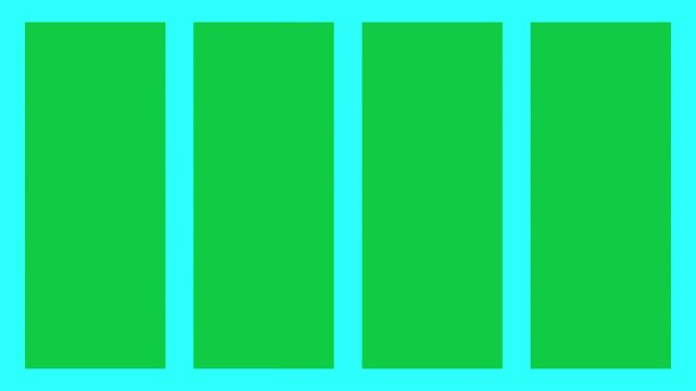 Cyan Color 4 Screen Template Set with Green Screen Areas for Video Editing Motion Graphics Pack