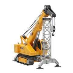 Isolated yellow crane on black background view isolated illustration on transparent background