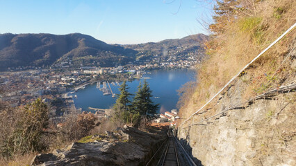Aerial View of Lake Como from Funicular Descent