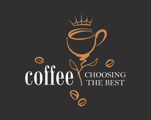 Vector logo of natural coffee beans, hand-drawn