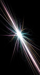 Explosion of vibrant energy and light streaks on black background