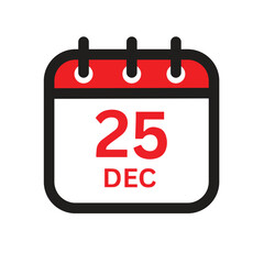 Minimalist Christmas Calendar Icon Holiday Reminder Vector 25 December