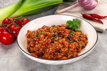 Chili con carne with beef and beans