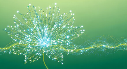 Modern tech bloom with vibrant energy, a stunning and dynamic abstract design perfect for innovative technology and science presentations with its futuristic glow